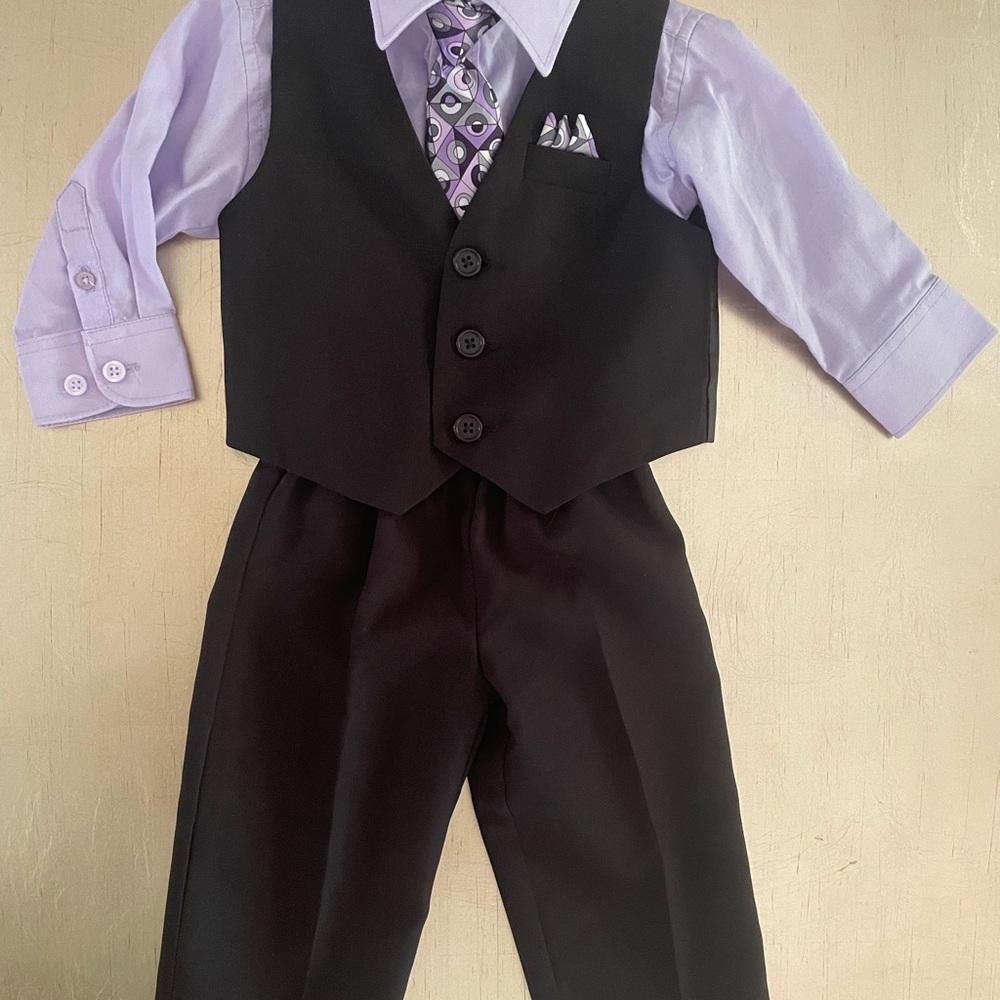 Elegant Black and Lavender Suit Set